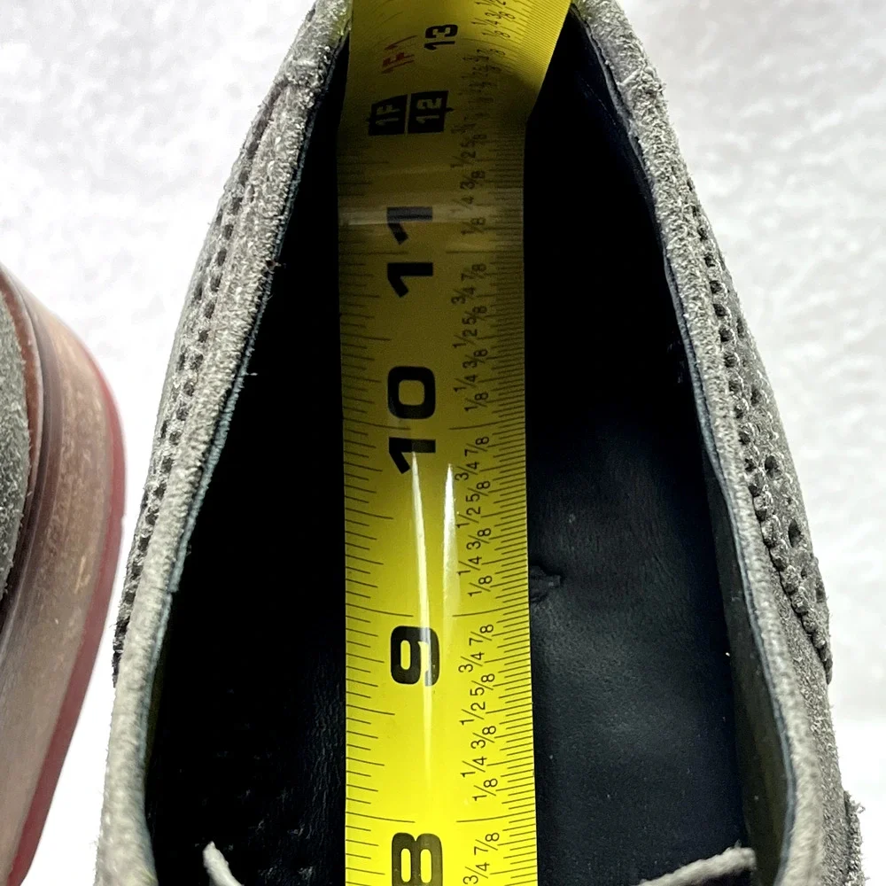 Cole Haan Dress Shoes Mens 11M Wingtip Colton Lace Oxfords Gray Distressed Suede